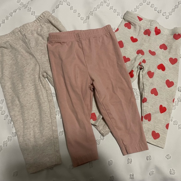 Carter's Baby Girl Pink, Gray, and Cream Heart Leggings 9M - Picture 1 of 4
